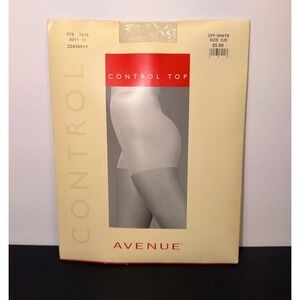 Avenue Hosiery Control Top Pantyhose Off White Size C/D Sheer Sandalfoot Vintage